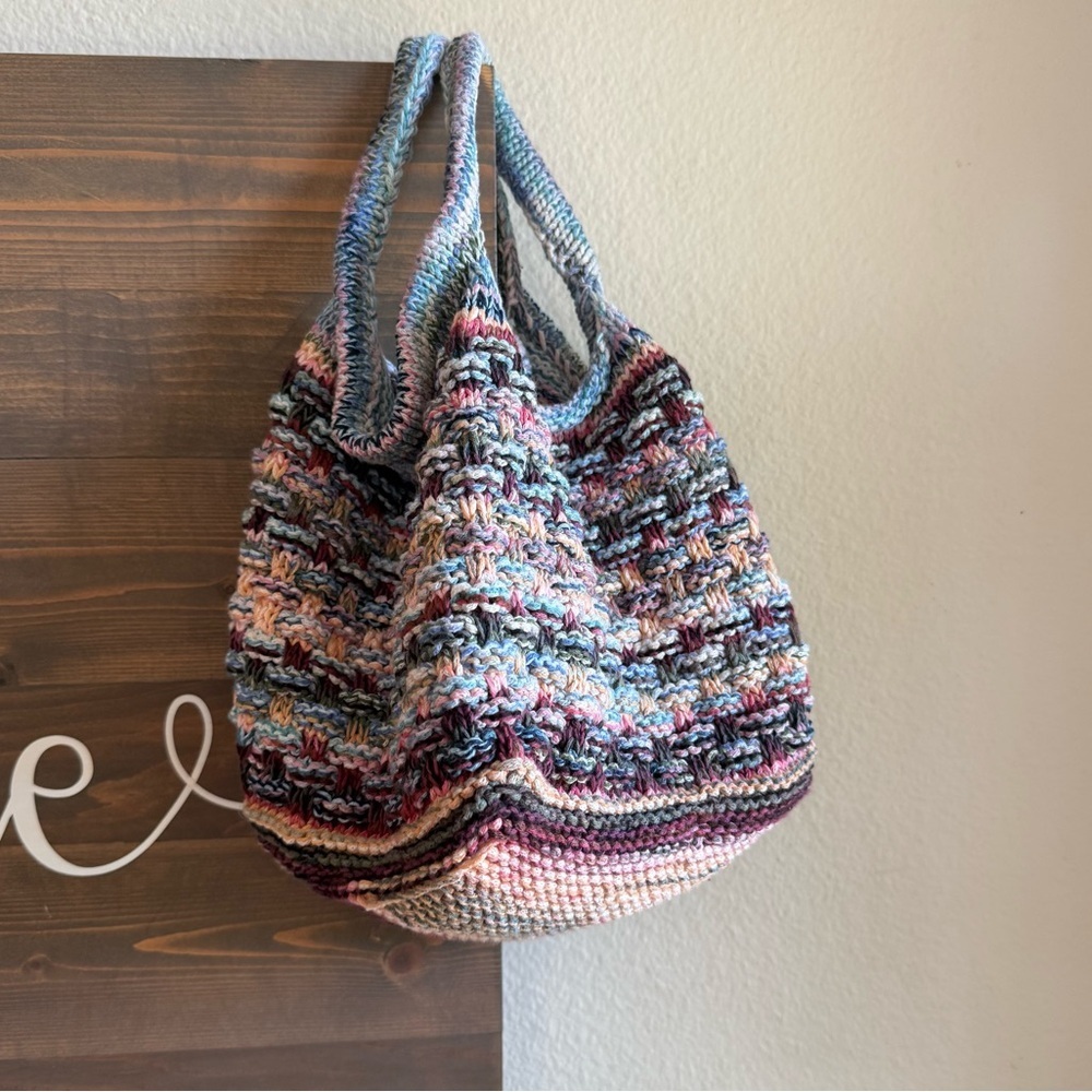 Multicolor Woven Small Square Tote Bag